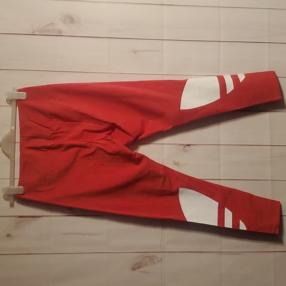 NWOT ADIDAS LARGE LOGO TIGHTS LUSH RED/WHITE - Picture 13 of 16